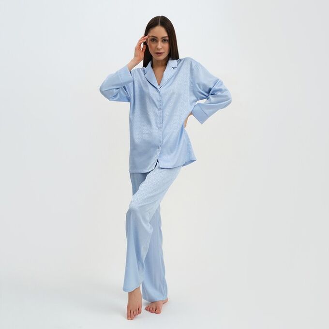 Пижама женская (рубашка и брюки) KAFTAN &quot;Треугольники&quot; цвет голубой, размер 48-50