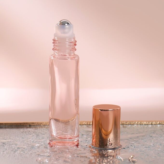 ONLITOP Флакон стеклянный для парфюма, с металлическим роликом, 10 мл, цвет розовый/розовое золото