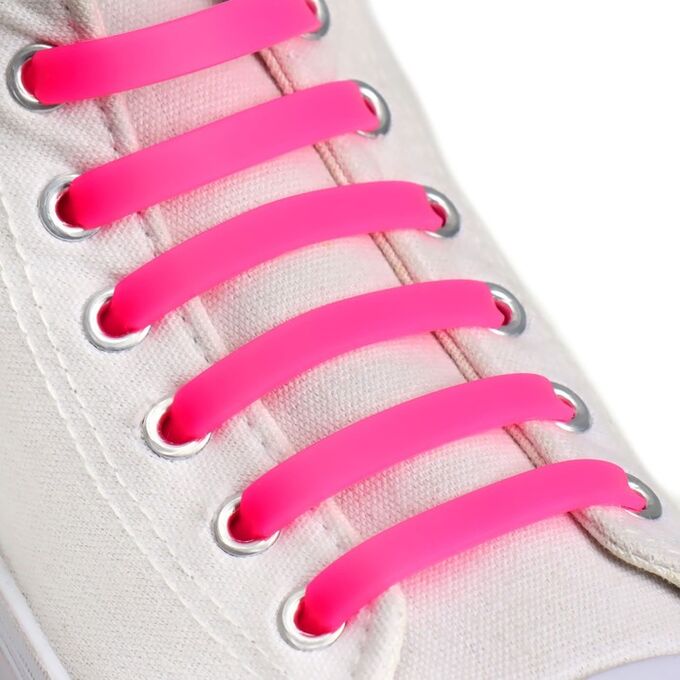 ONLITOP Набор шнурков для обуви, 6 шт, силиконовые, плоские, 13 мм, 9 см, цвет розовый