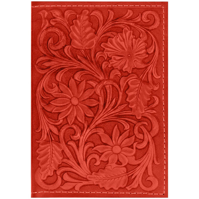 Обложка для паспорта Кожевенная мануфактура, нат. кожа, &quot;&quot;Цветы&quot;&quot;, красный