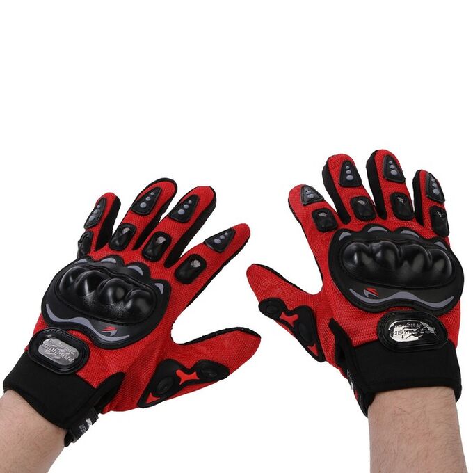 СИМА-ЛЕНД Перчатки для езды на мототехнике, с защитными вставками, пара, размер L, красный
