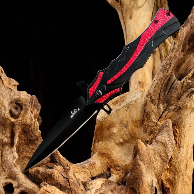 СИМА-ЛЕНД Нож складной &quot;Пламя&quot; черный, красная полоса, 21,5см, клинок 9,5см