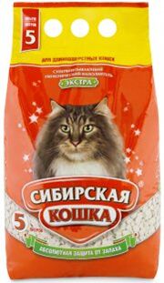 Сибирская кошка наполнитель 5л экстра д/длинош. (впитывающий)