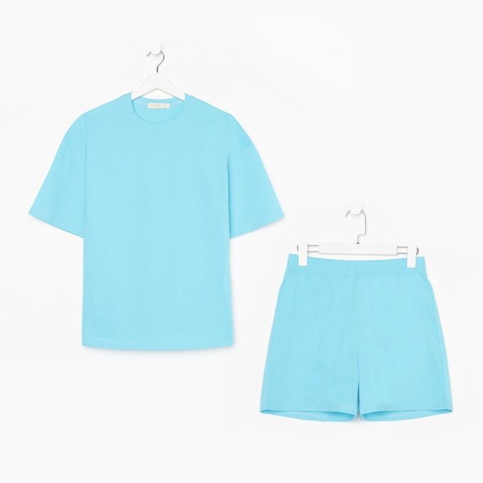 Пижама женская (футболка и шорты) KAFTAN Basic р. 44-46, голубой