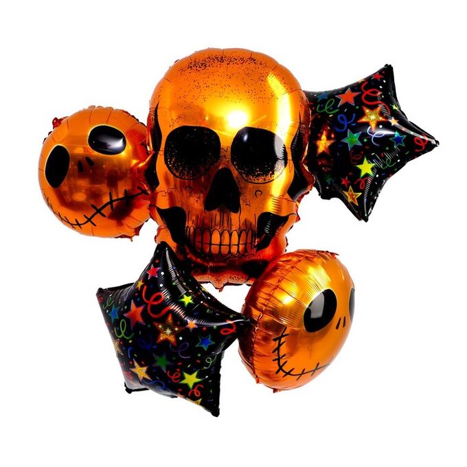 СИМА-ЛЕНД Букет из шаров «Весёлые скелеты», фольга, набор 5 шт.