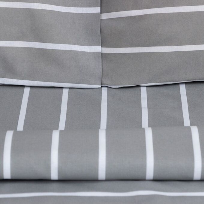 Постельное бельё Этель Евро Gray stripes 200х217см,220х240см,70х70см-2 шт, 100% хлопок,поплин