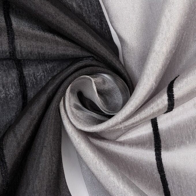 Тюль Этель &quot;Гамма&quot; серый 190*270 см, (вертикальная полоса) б/утяжелителя, 100% п/э