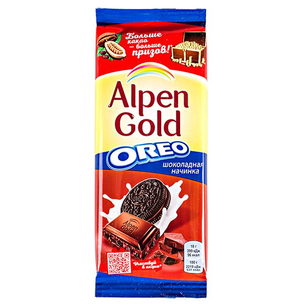 Alpen Gold Шоколад Альпен Гольд Орео Шоколадная начинка 90 г 1 уп.х 19 шт.