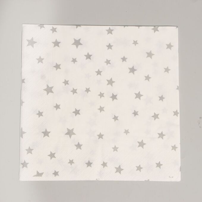 Страна карнавалия Салфетки бумажные «Звёздочки», 33х33 см, набор 20 шт., цвет серебряный