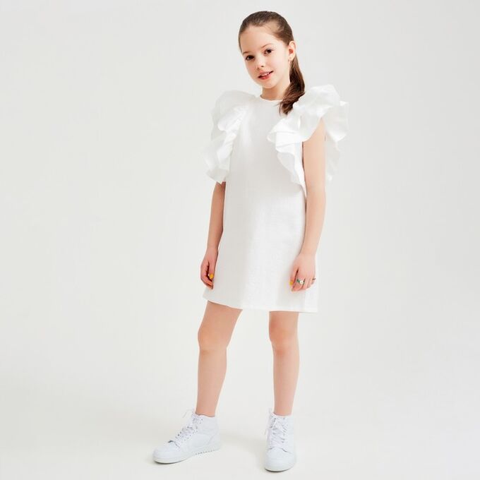 Платье для девочки MINAKU: Cotton Collection цвет белый, рост 146