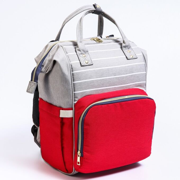 СИМА-ЛЕНД Сумка-рюкзак для хранения вещей малыша, цвет серый/красный