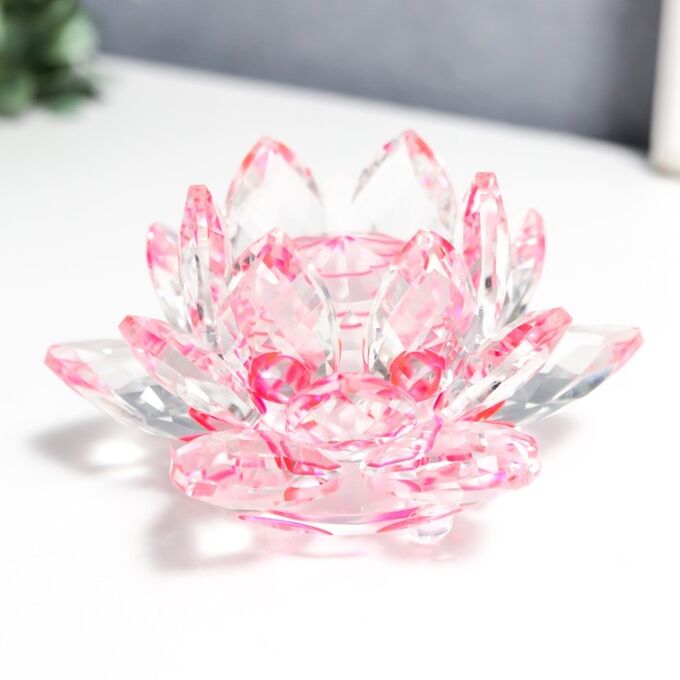 СИМА-ЛЕНД Сувенир стекло &quot;Лотос кристалл трехъярусный розовый&quot; d=11 см