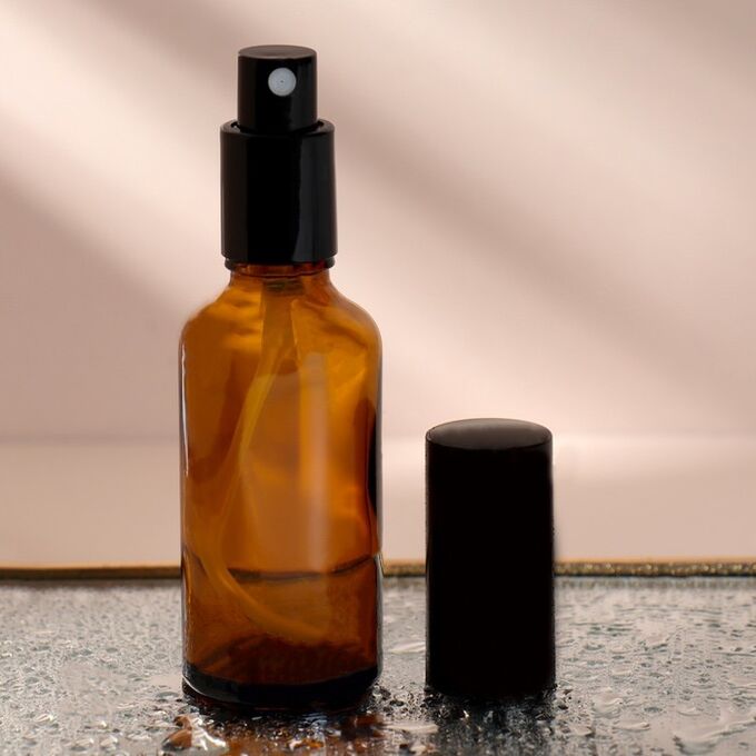 ONLITOP Флакон стеклянный для парфюма «Простота», с распылителем, 50 мл, цвет коричневый/чёрный