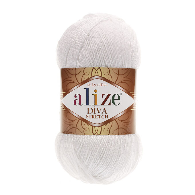 Пряжа Alize Diva Stretch Ализе Дива Стрейч цвет №55 белый