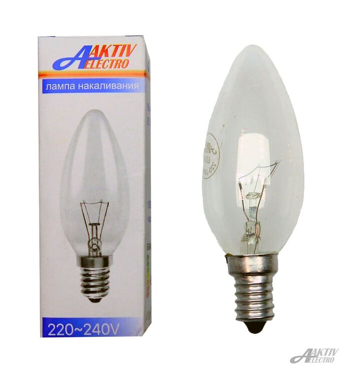 Лампа накаливания свеча ДС-230 60Вт Е14(цена за 10 шт.)