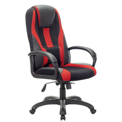 Кресло компьютерное BRABIX PREMIUM &quot;Rapid GM-102&quot;, НАГРУЗКА 180 кг, экокожа/ткань, черное/красное, 532107