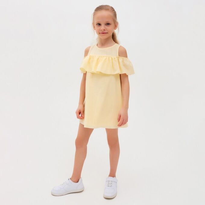 Платье для девочки MINAKU: Cotton Collection цвет желтый, рост 152