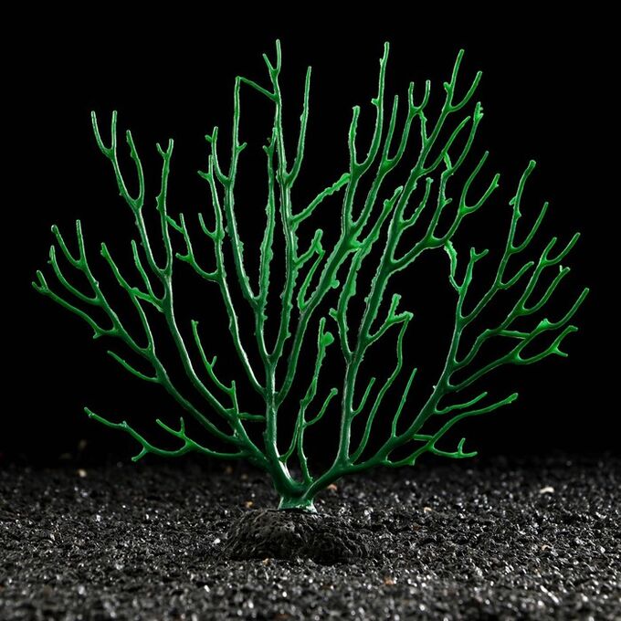 Декоративный коралл &quot;Горгонария&quot; силиконовый, светящийся, 4 х 21 х 23 см, зелёный 7108840