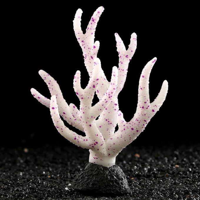 Декор для аквариума &quot;Коралл&quot; силиконовый, светящийся в темноте, 10 х 14 см, фиолетовый 7108861