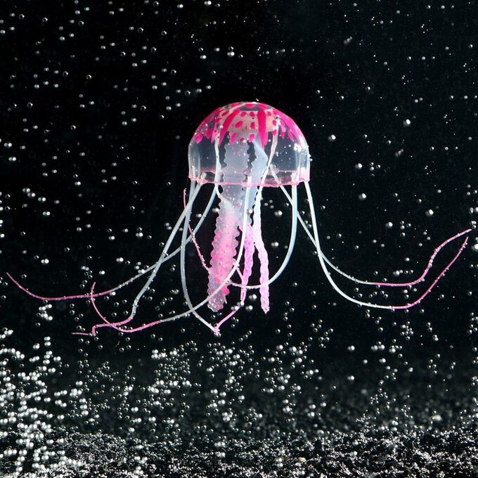 Декор для аквариума &quot;Медуза&quot; силиконовая, с неоновым эффектом, 5 х 5 х 15 см, розовая 7108867