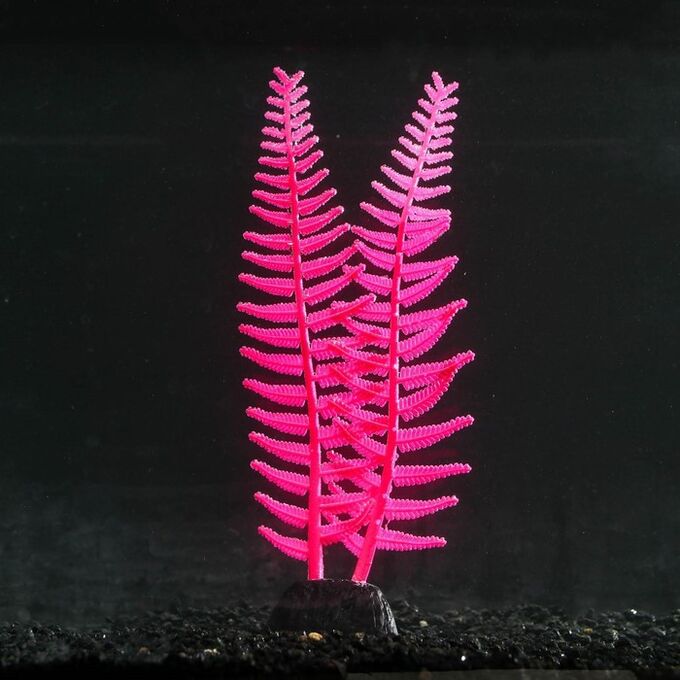 Растение силиконовое аквариумное, светящееся в темноте, 8 х 23 см, розовое 7108796
