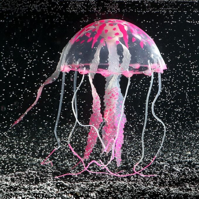 Декор для аквариума &quot;Медуза&quot; силиконовая, с неоновым эффектом, 10 х 10 х 20,5 см, розовая 7108871
