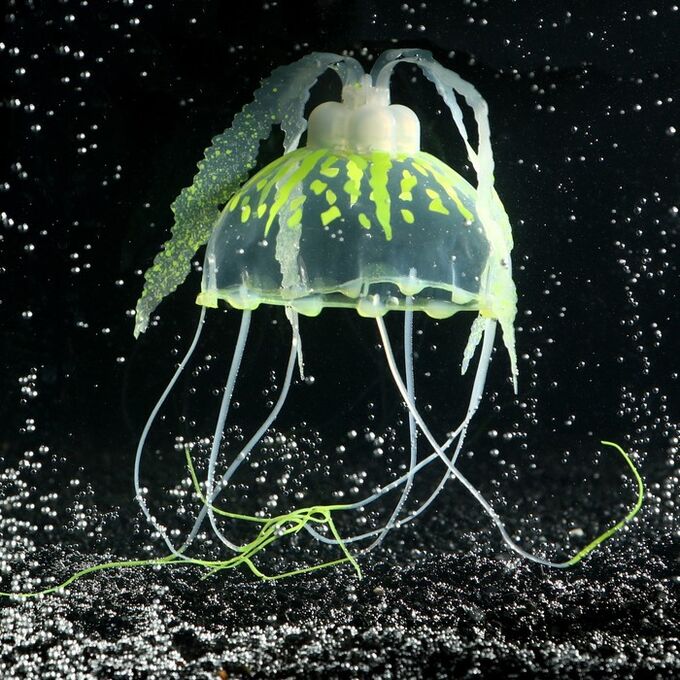 Декор для аквариума &quot;Медуза&quot; силиконовая, с неоновым эффектом, 10 х 10 х 20,5 см, желтая 7108872