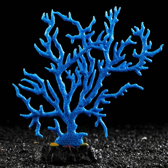 Декор для аквариума &quot;Коралл&quot; силиконовый, светящийся в темноте, 17 х 16 см, синий 7108834