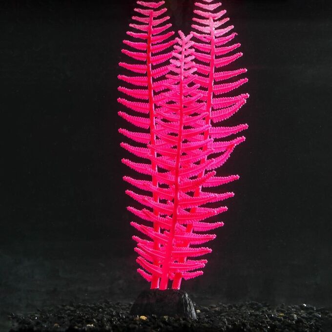 Растение силиконовое аквариумное, светящееся в темноте, 8 х 23 см, розовое 7108799