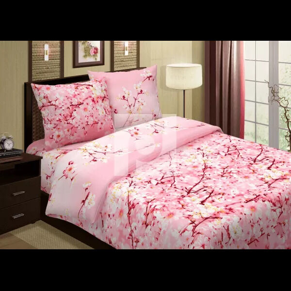 Соловия Комплект постельного белья из поплина САКУРА розовый