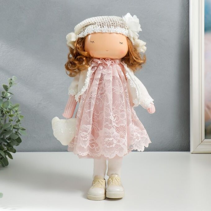 СИМА-ЛЕНД Кукла интерьерная &quot;Малышка в платье с кружевом, с сердечком&quot; 36,5х14х15,5 см