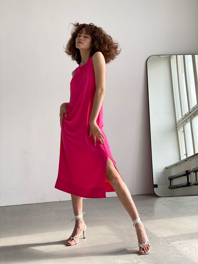 Martichelli Платье без рукавов с разрезами розовое