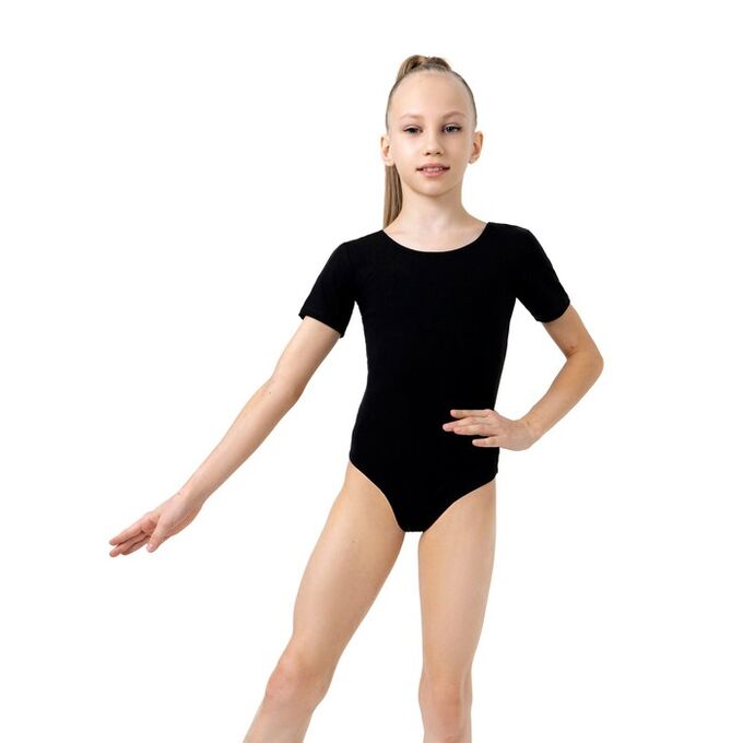 Grace Dance / Купальник гимнастический, с коротким рукавом, цвет чёрный |  Гимнастические. Купальники для девочек