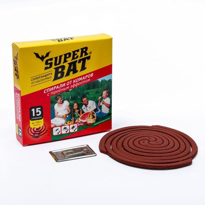 Super Bat Спирали от комаров &quot;SuperBat&quot;, тройной эффект, 15 шт