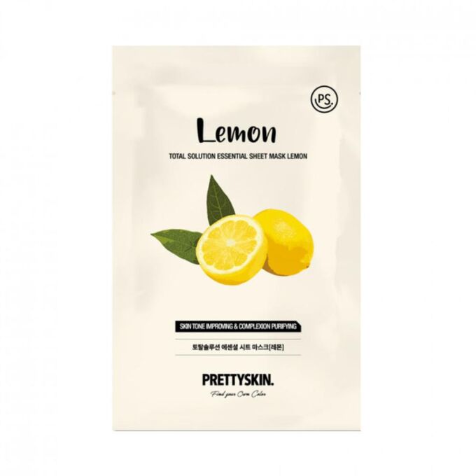 Pretty Skin PrettySkin Total Solution Essential Sheet Mask Lemon Маска тканевая для лица с экстрактом лимона, 23 гр