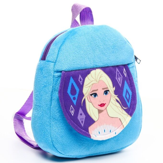 Disney Рюкзак плюшевый, на молнии, с карманом, 19 х 22 см &quot;Эльза&quot;, Холодное сердце