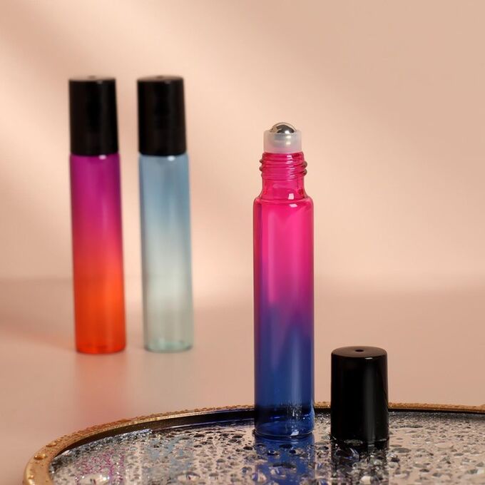 Флакон для парфюма «Градиент», с металлическим роликом, 10 мл, цвет МИКС 7010405