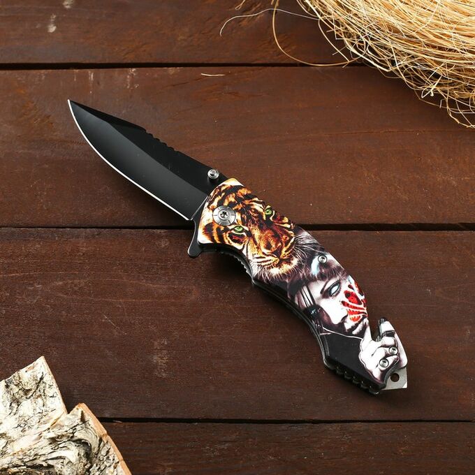 СИМА-ЛЕНД Нож перочинный лезвие с зазубринами 8,5см, рукоять микс, 20см