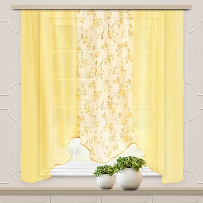 Witerra Комплект штор для кухни Альби 270х160 см, желтый, 100% п/э