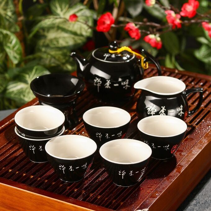 СИМА-ЛЕНД Набор для чайной церемонии «Довольство», 9 предметов: чайник, чахай, 6 чашек, сито