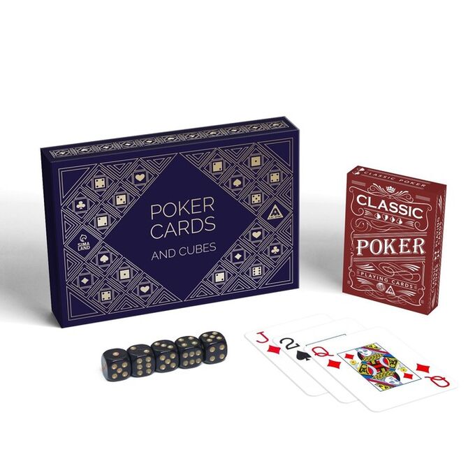 ЛАС ИГРАС Подарочный набор 2 в 1 «Classic poker cards and cubes», 54 карты, кубики