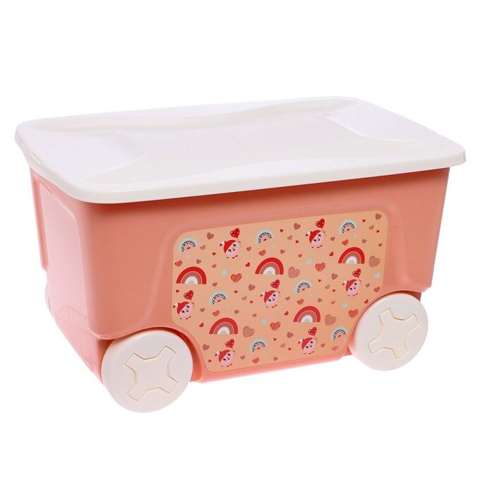 СИМА-ЛЕНД Детский ящик «Малышарики» на колесах, 50 л, цвет карамельный