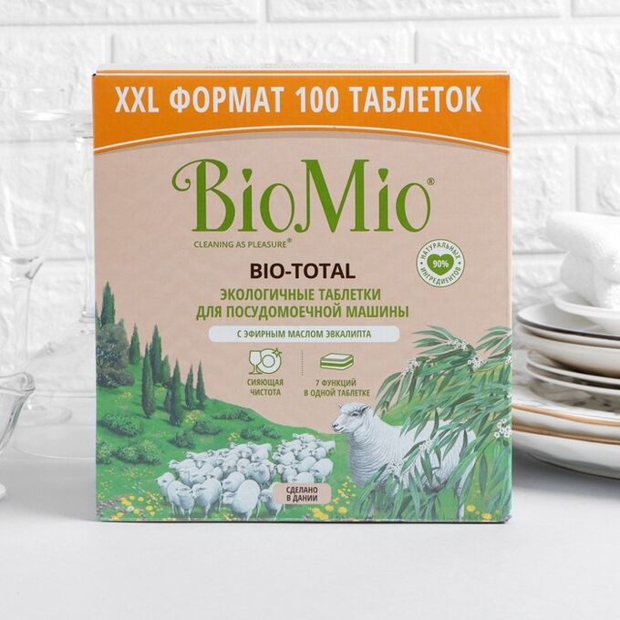 BIO-MIO Таблетки для посудомоечной машины BioMio BIO-TOTAL с маслом эвкалипта 100 шт