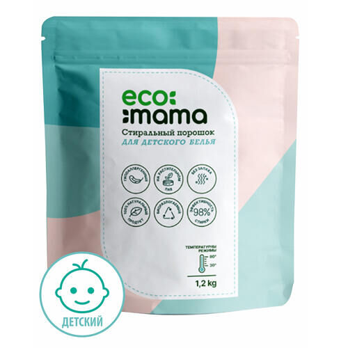 Порошок стиральный для детского белья Ecomama, 2.4 кг