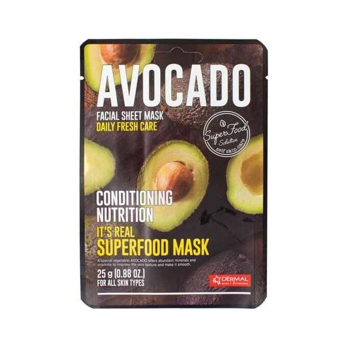 Dermal Тканевая маска с экстрактом авокадо It&#039;s Real Superfood Mask Avocado