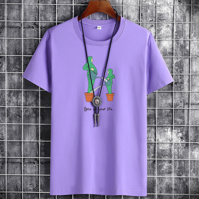 Мужская футболка, принт &quot;Кактусы&quot;, цвет фиолетовый