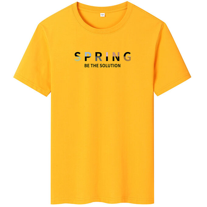 Мужская футболка, надпись &quot;Spring&quot;, цвет жёлтый