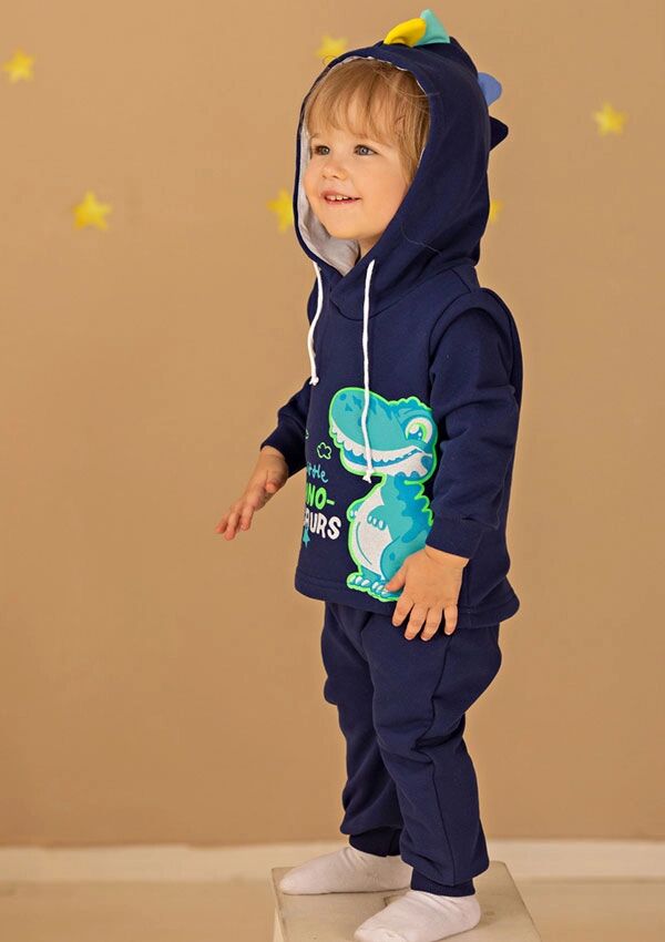 Лапушка Костюм детский из петельчатого футера (Кофта с капюшоном брюки) цвет Синий