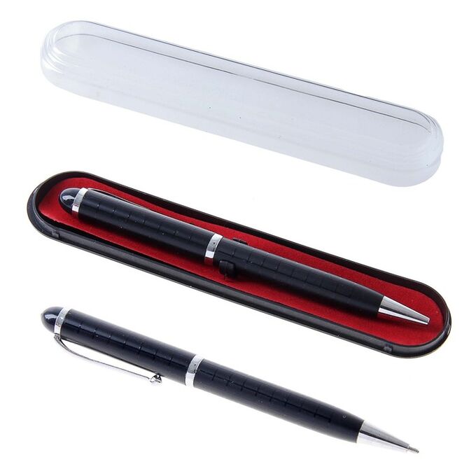 Calligrata Ручка подарочная, шариковая &quot;Бизнес&quot; в пластиковом футляре, поворотная, чёрная с серебристыми вставками