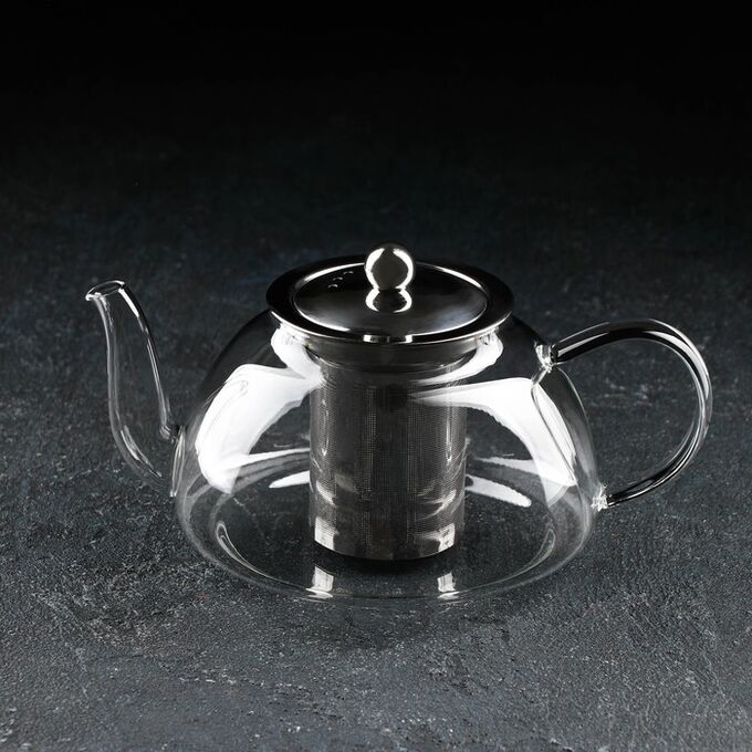 СИМА-ЛЕНД Чайник стеклянный заварочный «Жак», 1 л, 21x14x11 см, с металлическим ситом